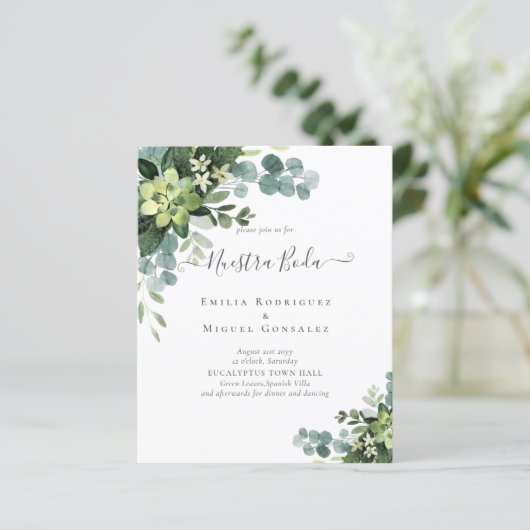 Spaanse Trouwdag NUESTRA BODA Eucalyptus Groene Bl (Staand voorkant)