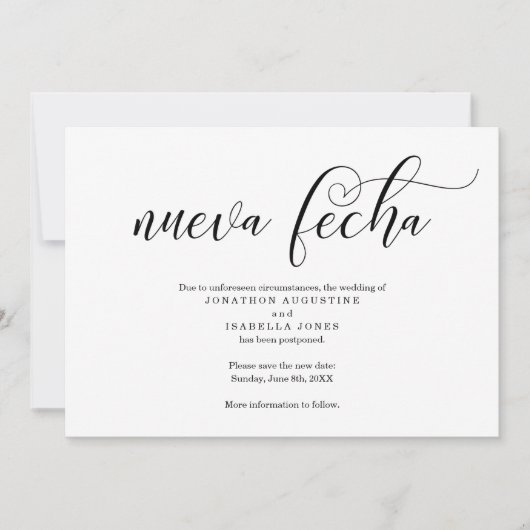 Spaanse trouwdatum uitstel aankondiging (Voorkant)