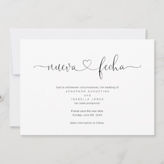 Spaanse trouwdatum uitstel aankondiging (Voorkant)