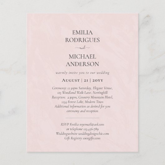 Spaanse Trouwkaarten Tweetalig Budget Boda Flyer (Achterkant)