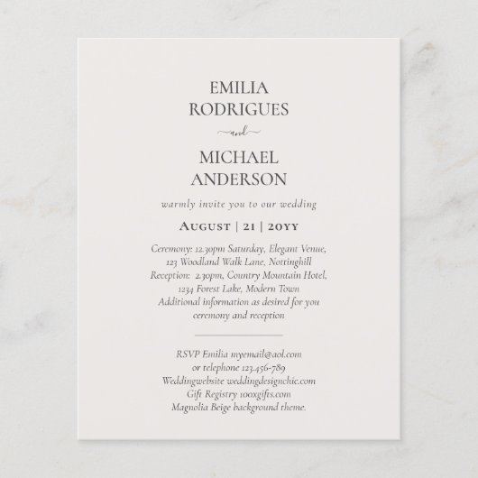 Spaanse Trouwkaarten TWEETALIG Budget Bruiloft Flyer (Voorkant)