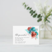 Spaanse Turquoise- en Coral Wedding-accommodaties Informatiekaartje (Staand voorkant)