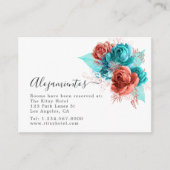 Spaanse Turquoise- en Coral Wedding-accommodaties Informatiekaartje (Voorkant)