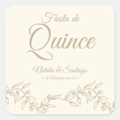 Spaanse tweeling Fiesta de Quince Champagne Botani Vierkante Sticker (Voorkant)