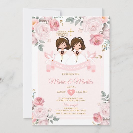 Spaanse tweeling Schattige klein meisje primera co Kaart (Voorkant)