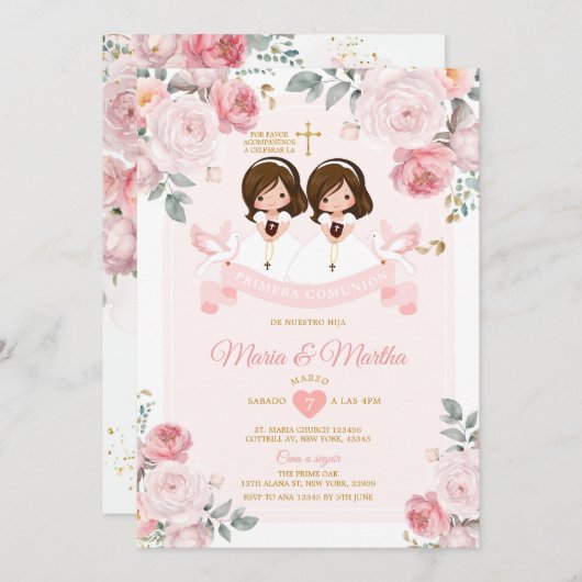 Spaanse tweeling Schattige klein meisje primera co Kaart (Voorkant / Achterkant)