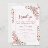 Spaanse uitnodiging Bautizo Boho Bloemen Doop (Voorkant)