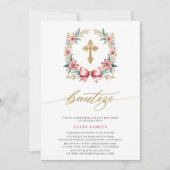 Spaanse uitnodiging De Bautizo Roze & Goud (Voorkant)