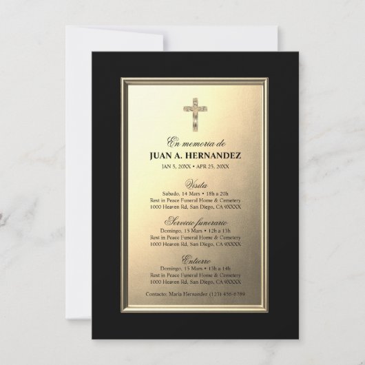 SPAANSE Uitnodiging Para Uitvaartdienst FOTO (Voorkant)