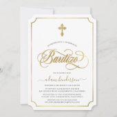 Spaanse uitnodiging voor de doop in goud  (Voorkant)