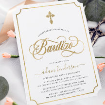 Spaanse uitnodiging voor Doopfeest Goud