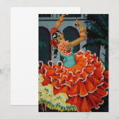 Spaanse uitnodiging voor Flamenco Dancer (Voorkant / Achterkant)