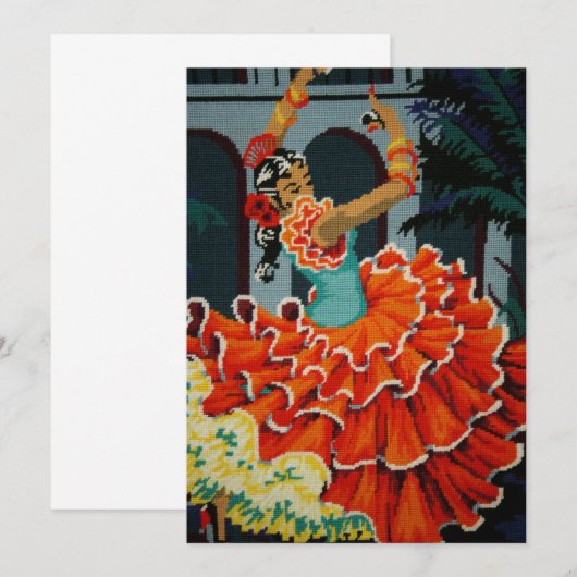 Spaanse uitnodiging voor Flamenco Dancer (Voorkant / Achterkant)