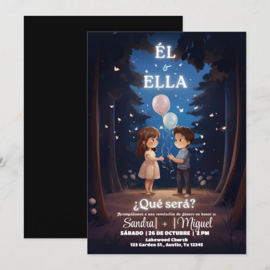Spaanse uitnodiging voor genderonthulling Boho Rev (Voorkant / Achterkant)
