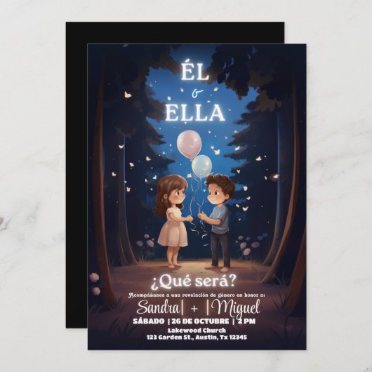 Spaanse uitnodiging voor genderonthulling Boho Rev (Voorkant / Achterkant)