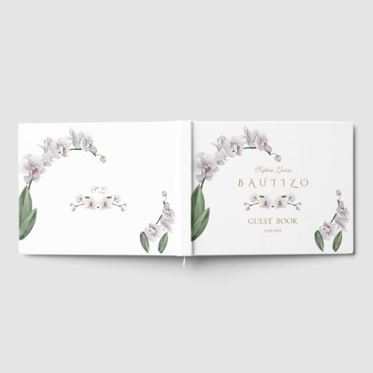 Spaanse unieke witte orchidee bloemen Bautizo Gastenboek (Volledig)
