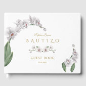 Spaanse unieke witte orchidee bloemen Bautizo Gastenboek (Voorkant)