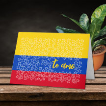 Spaanse Valentijnskaart met vlag van Colombia