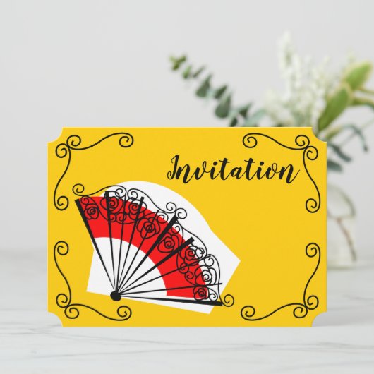 Spaanse Ventilatorhoek horizontale uitnodiging (Staand voorkant)