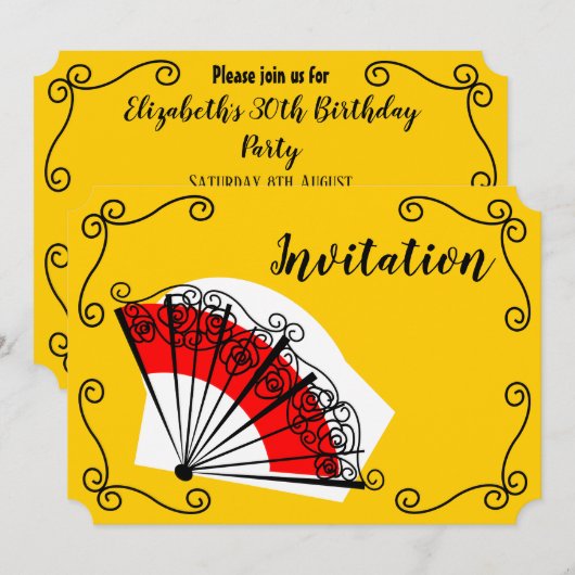 Spaanse Ventilatorhoek horizontale uitnodiging (Voorkant / Achterkant)