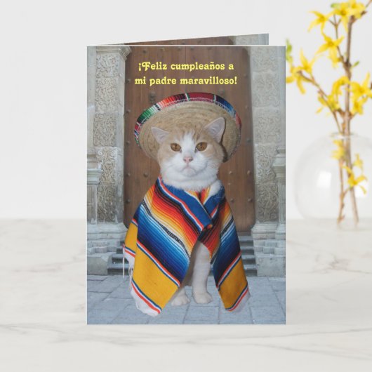 Spaanse Verjaardag voor Papa Kaart (Gele Bloem)