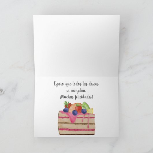 Spaanse Verjaardag Waterverf Fruitcake Kaart (Binnen)