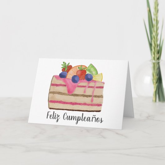 Spaanse Verjaardag Waterverf Fruitcake Kaart (Voorkant)