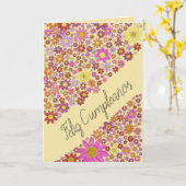 Spaanse verjaardagsbloemcollage kaart (Gele Bloem)