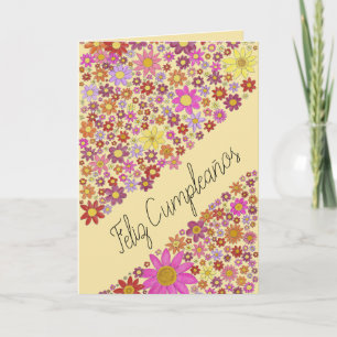 Spaanse verjaardagsbloemcollage kaart