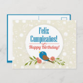 Spaanse verjaardagskaart briefkaart (Voorkant / Achterkant)
