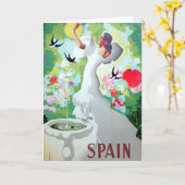 Spaanse vintage afbeelding kaart (Gele Bloem)