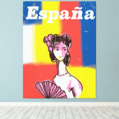 Spaanse vintage reisposter canvas afdruk (Insitu (Houten vloer))