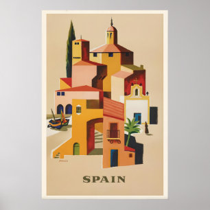 Spaanse vintage reisposterprint Middellandse Zee Poster