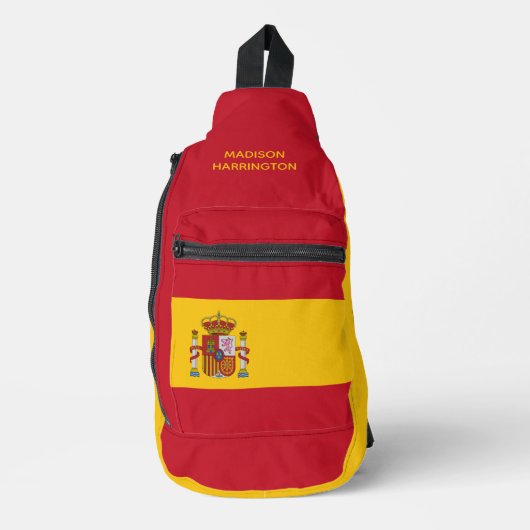 Spaanse vlag aangepaste naam sling bag (Voorkant)