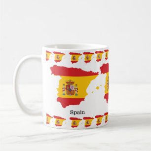 Spaanse vlag binnen souvenirontwerp van landkaart koffiemok