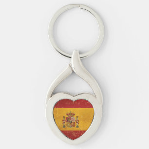 Spaanse vlag  Grunge Metal Sleutelhanger