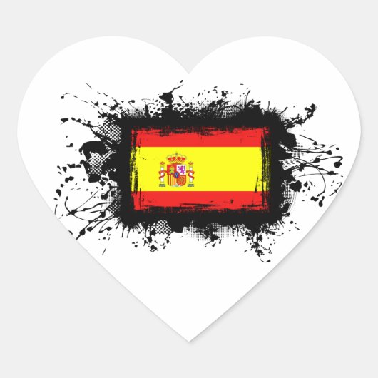 Spaanse vlag hart sticker (Voorkant)