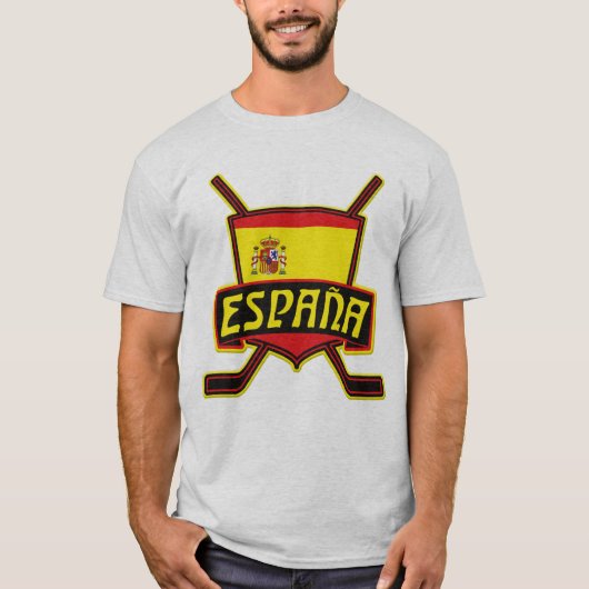 Spaanse vlag hockey Logo, met achterkant print T-shirt (Voorkant)