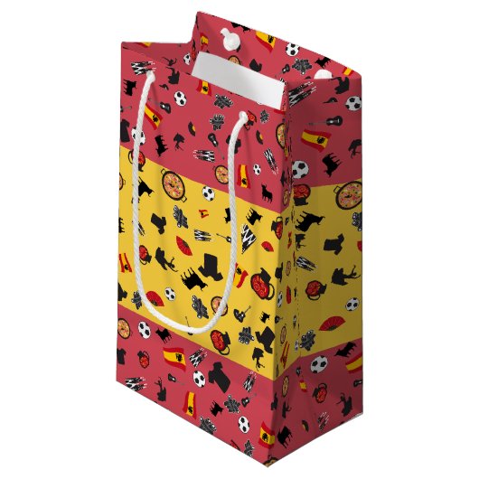 Spaanse vlag met artikelen van Spanje Klein Cadeauzakje (Voorkant Gekanteld)