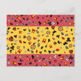 Spaanse vlag met beroemde artikelen uit Spanje Briefkaart