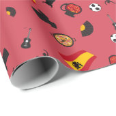 Spaanse vlag met beroemde artikelen uit Spanje Cadeaupapier (Rol Hoek)