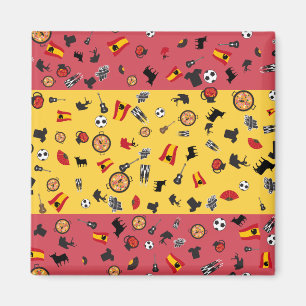 Spaanse vlag met beroemde artikelen uit Spanje Magneet