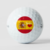 Spaanse vlag met rood hart/golffans golfballen (Voorkant)