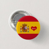 Spaanse vlag met rood hart - mode / sport ronde button 3,2 cm (Voorkant /achterkant)