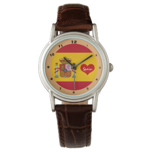 Spaanse vlag met rood hart - mode/sportventilatore horloge
