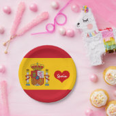 Spaanse vlag met rood hart - mode/sportventilatore papieren bordje (Feest)