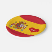 Spaanse vlag met rood hart - mode/sportventilatore papieren bordje (Gekanteld)