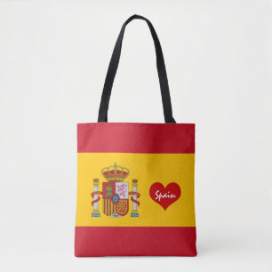 Spaanse vlag met rood hart - mode/sportventilatore tote bag