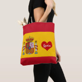 Spaanse vlag met rood hart - mode/sportventilatore tote bag (Dichtbij)