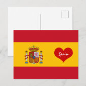 Spaanse vlag met rood hart - Spanje/Europa Briefkaart (Voorkant / Achterkant)